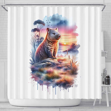 Wombat Dusk Til Dawn Wombat Shower Curtain