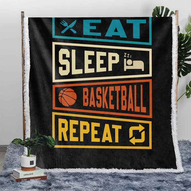 Eat Sleep Basketball Plush Sherpa Blankets Eat Sleep Basketball Blanket