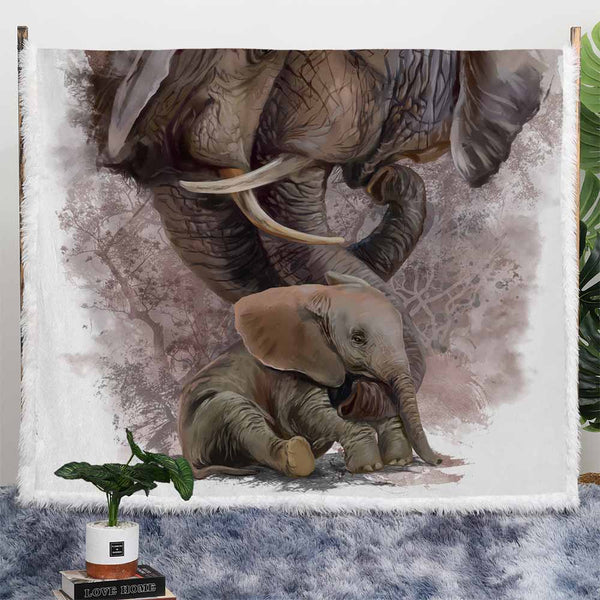 Elephant Love Plush Sherpa Blankets Elephant Love Blanket