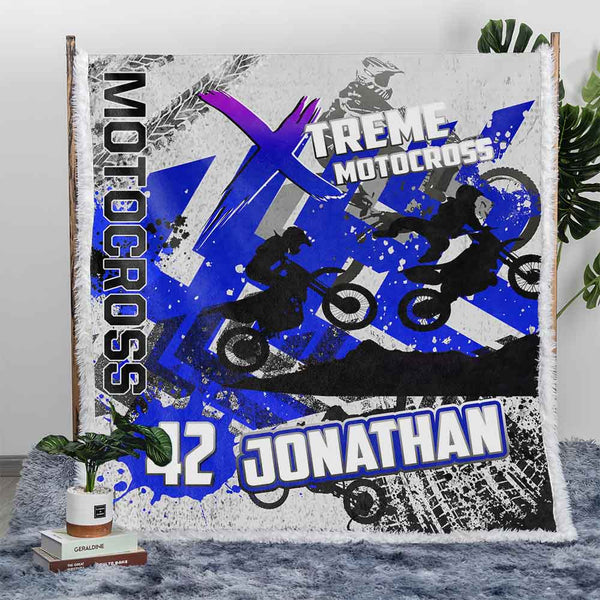 Personalised Plush Sherpa Blankets Extreme Motocross Personalised Blanket