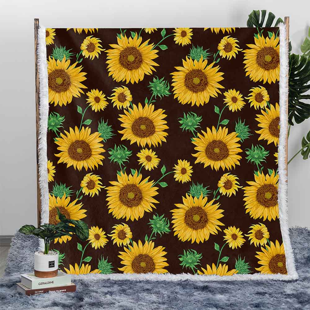Farmhouse Sunflower Plush Sherpa Blankets Farmhouse Sunflower Blanket