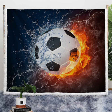 Fire and Water Soccer Plush Sherpa Blankets Fire and Water Soccer Blanket