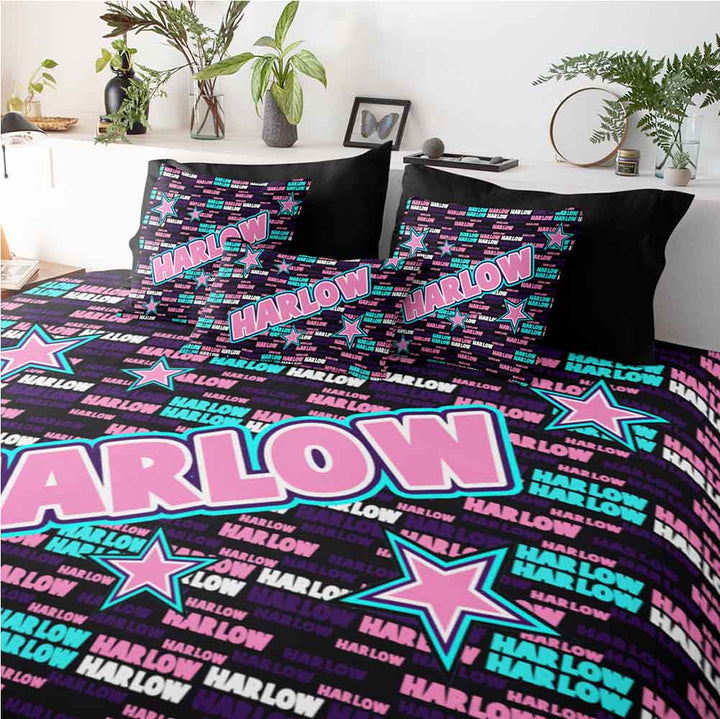 Personalised Flashing Stars Name Personalised Quilt Cover Set