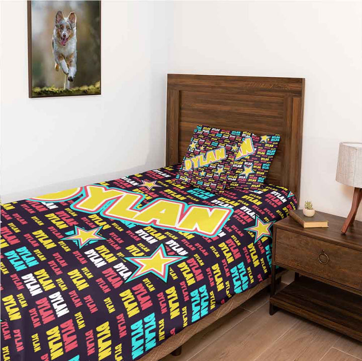 Personalised Flashing Stars Name Personalised Quilt Cover Set