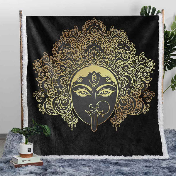 Golden Goddess Kali Plush Sherpa Blankets Golden Goddess Kali Blanket