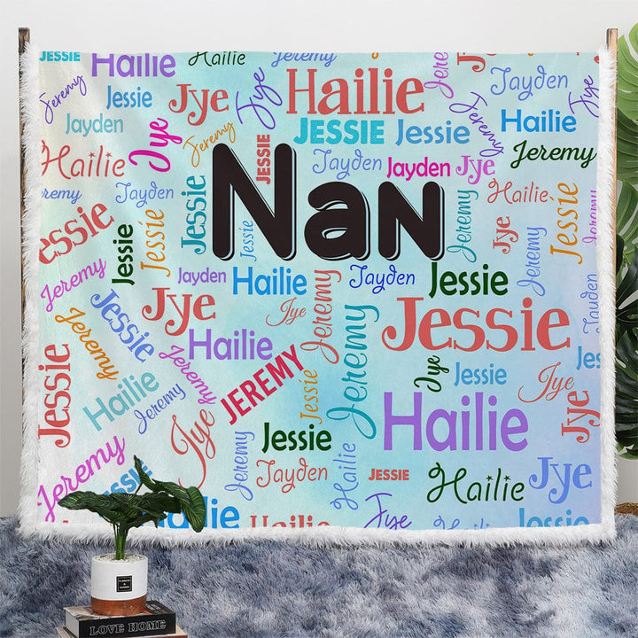 Personalised Plush Sherpa Blankets Happy Family Names Personalised Blanket