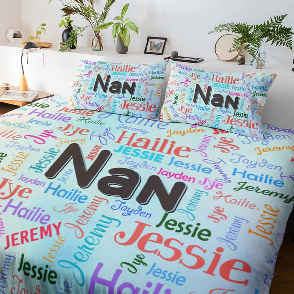Personalised Happy Family Name Personalised Quilt Cover Set