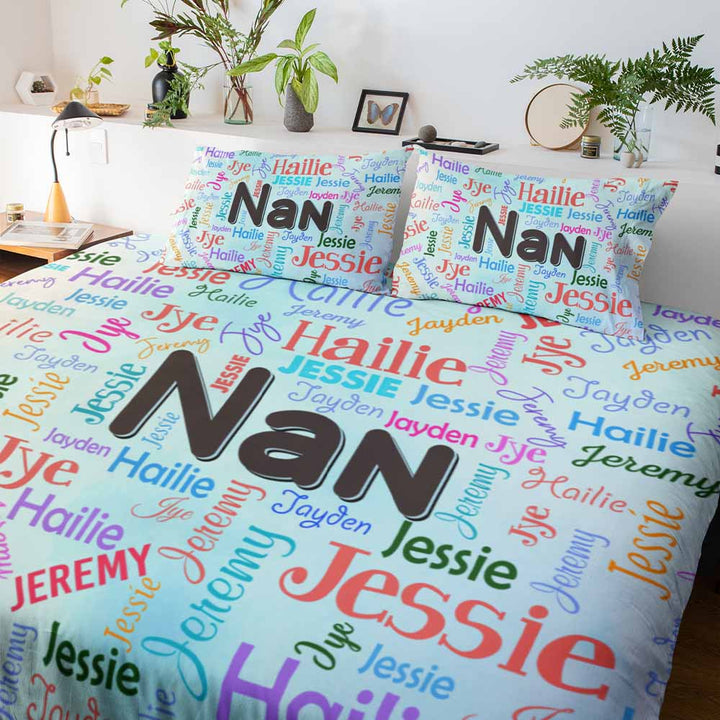 Personalised Happy Family Name Personalised Quilt Cover Set