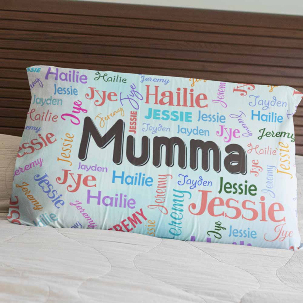 Personalised Happy Family Names Personalised Pillow Cases