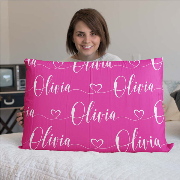 Personalised Heart Script Name Personalised Pillow Cases