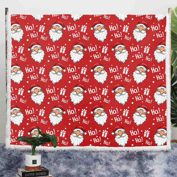 Ho Ho Santa Plush Sherpa Blankets Ho Ho Santa Holiday Blanket