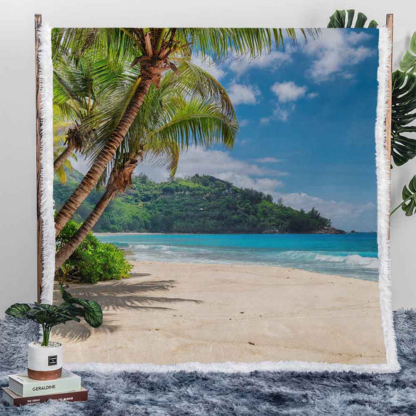 Jamaican Beach Plush Sherpa Blankets Jamaican Beach Blanket