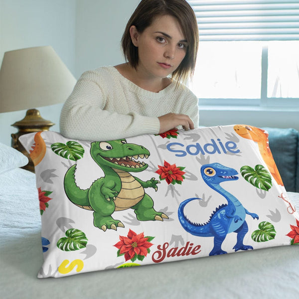 Personalised Kids Dinosaur Personalised Pillow Cases