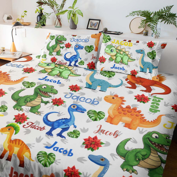 Personalised Kids Dinosaur Personalised Quilt Cover Set