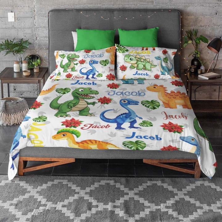 Personalised Kids Dinosaur Personalised Quilt Cover Set