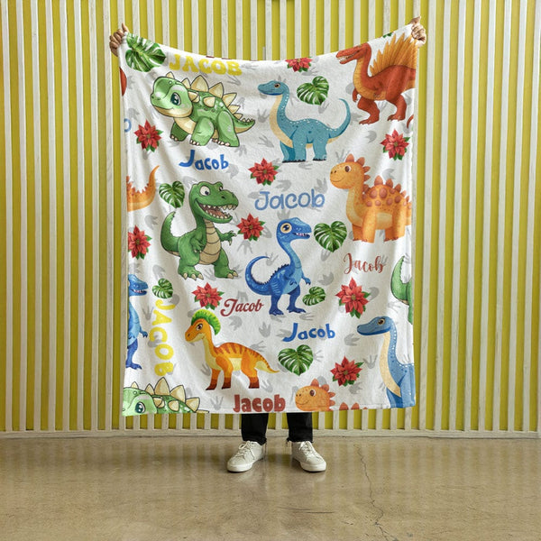 Personalised Kids Dinosaurs Personalised Squiffy Minky Blanket