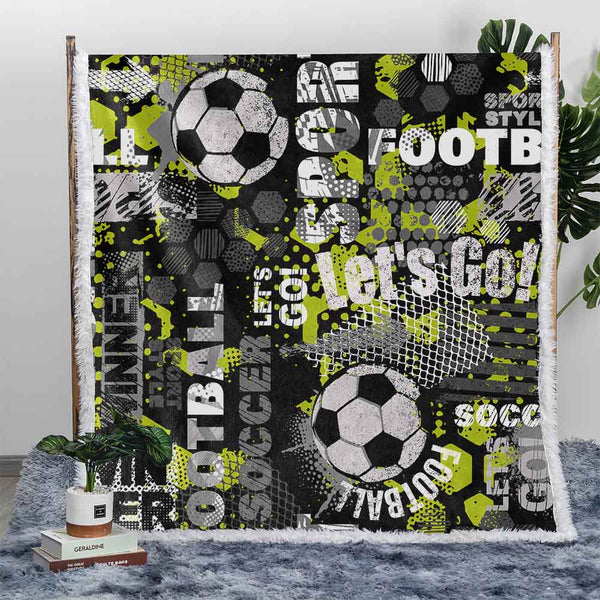 Let's Go Soccer Plush Sherpa Blankets Let's Go Soccer Blanket