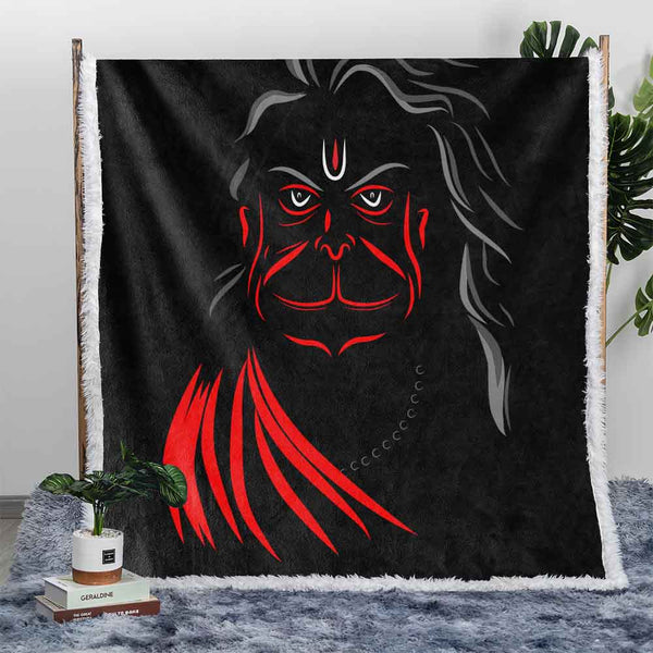 Lord Hanuman Plush Sherpa Blankets Lord Hanuman Blanket