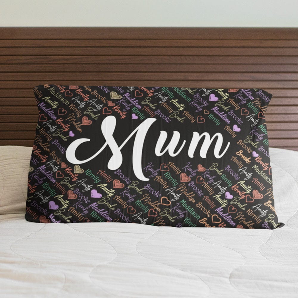 Love Heart Family Names Personalised Pillow Cases Australia Online