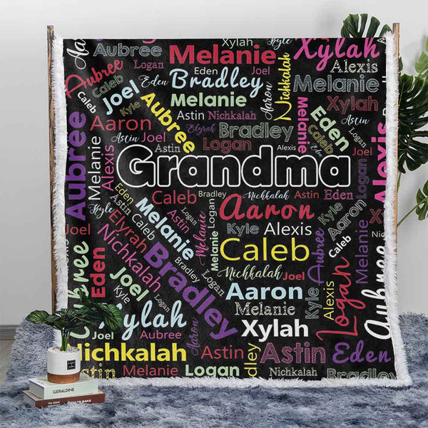 Personalised Plush Sherpa Blankets Multi Family Names Personalised Blanket