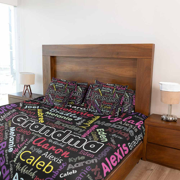 Personalised Multi Family Names  Personalised Quilt Cover Set