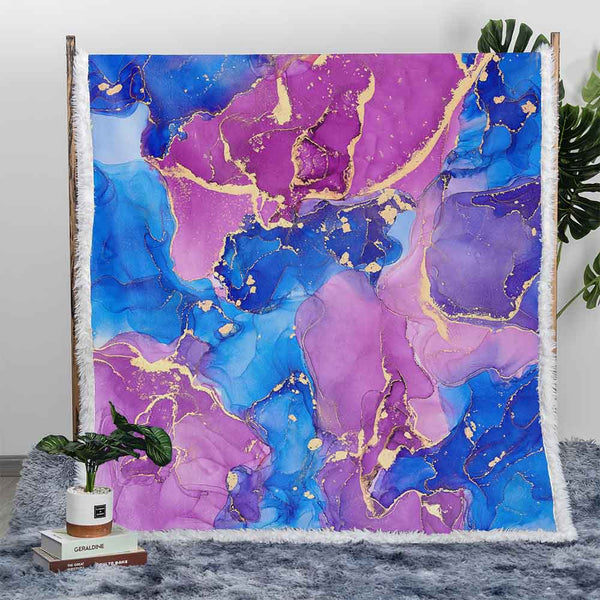 Marble Plush Sherpa Blankets Mystic Mauve Marble Blanket