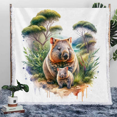 Wombat Plush Sherpa Blankets Mystical Wombat Trails Blanket