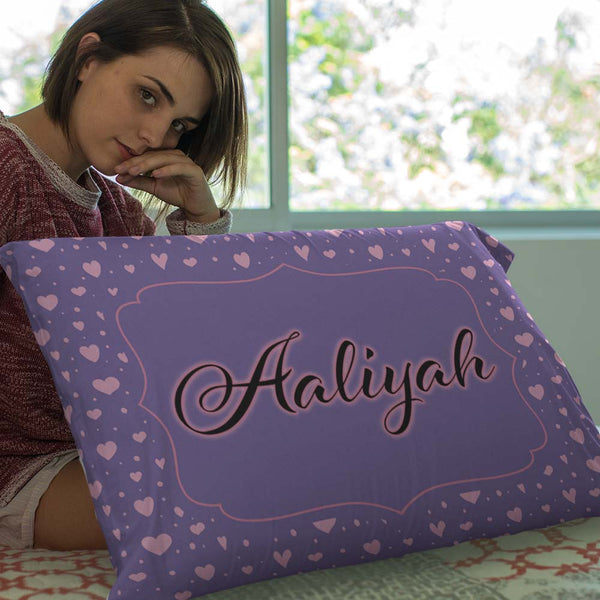 Custom Design Personalised Name and Hearts Personalised Pillow Cases