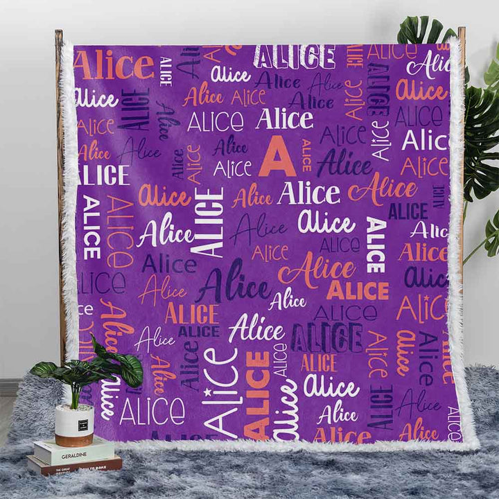 Personalised Plush Sherpa Blankets 75x100cm / ALICE Naming Day Personalised Blanket