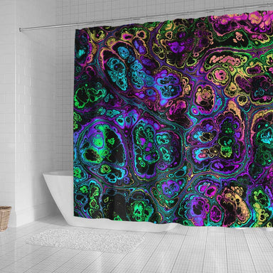 Marble Neon Psychedelic Marble Shower Curtain