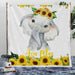 Personalised Plush Sherpa Blankets 75x100cm / Sunflower Baby Elephant - Floral Personalised Blanket