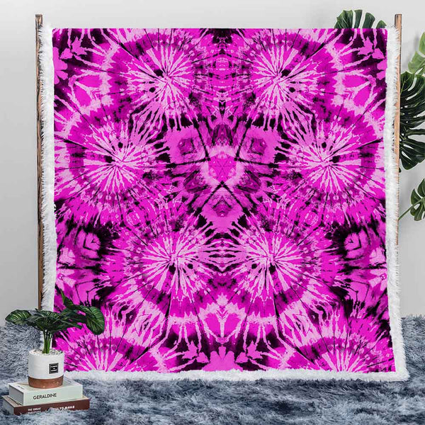 Rainbow Tie Dye Plush Sherpa Blankets Pink Black Tie Dye Blanket