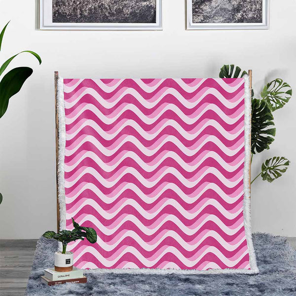 Pink Waves Plush Sherpa Blankets Pink Waves Blanket