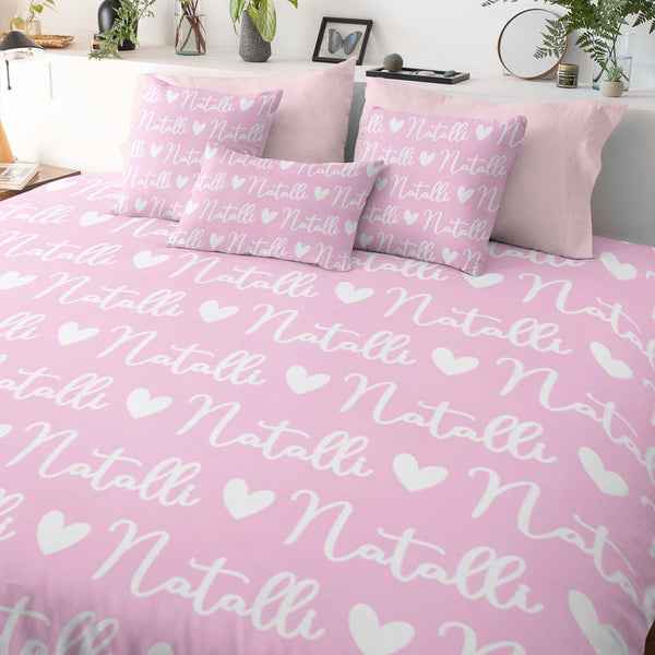 Personalised Pretty Heart Name Personalised Quilt Cover Set