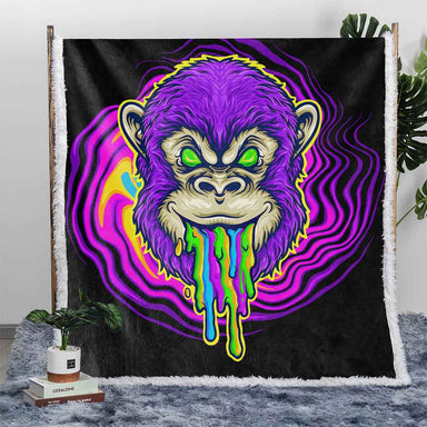 Psychedelic Gorilla Plush Sherpa Blankets Psychedelic Gorilla Blanket