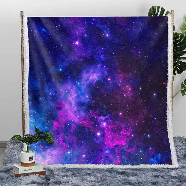 Purple Galaxy Plush Sherpa Blankets Purple Galaxy Blanket
