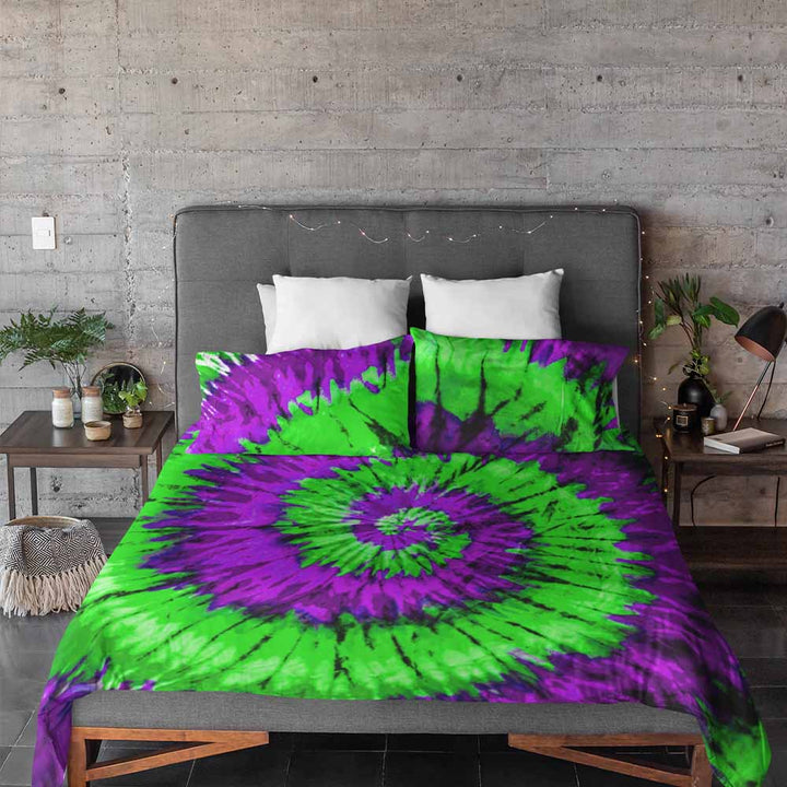Tie Dye Purple Green Tie Dye Quilt Cover Set