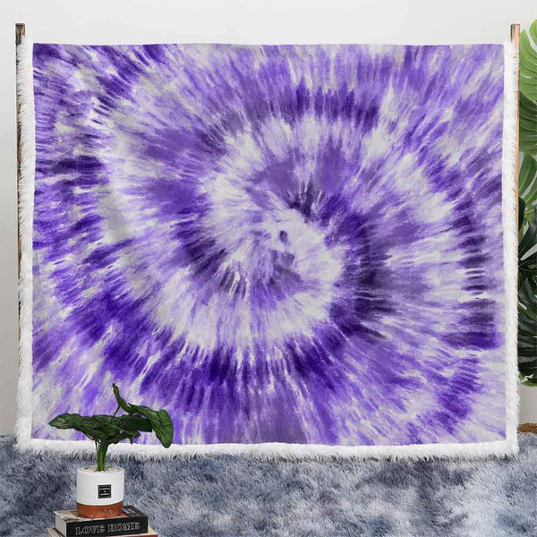 Purple Tie Dye Plush Sherpa Blankets Purple Tie Dye Blanket