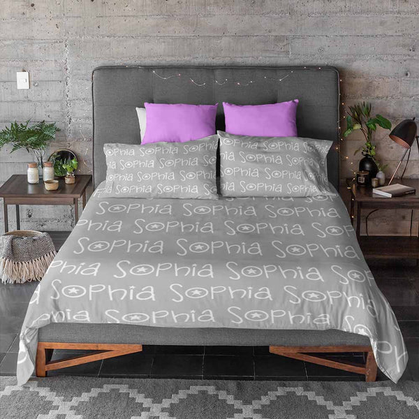 Personalised Quirky Font Name Personalised Quilt Cover Set