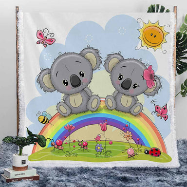 Rainbow Koalas Plush Sherpa Blankets Rainbow Koalas Blanket