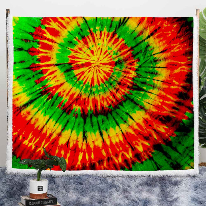 Rainbow Tie Dye Plush Sherpa Blankets Rasta Tie Dye Blanket