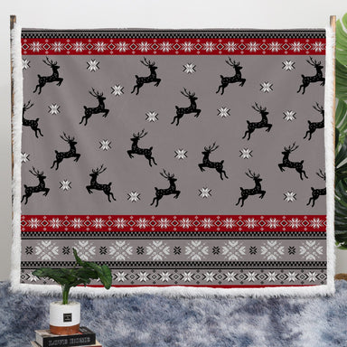 Christmas Reindeer Plush Sherpa Blankets Reindeer Christmas Blanket