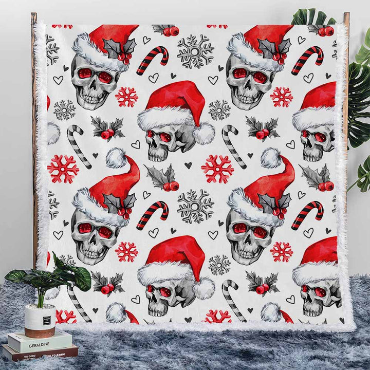 Santa Skulls Plush Sherpa Blankets Santa Skulls Blanket