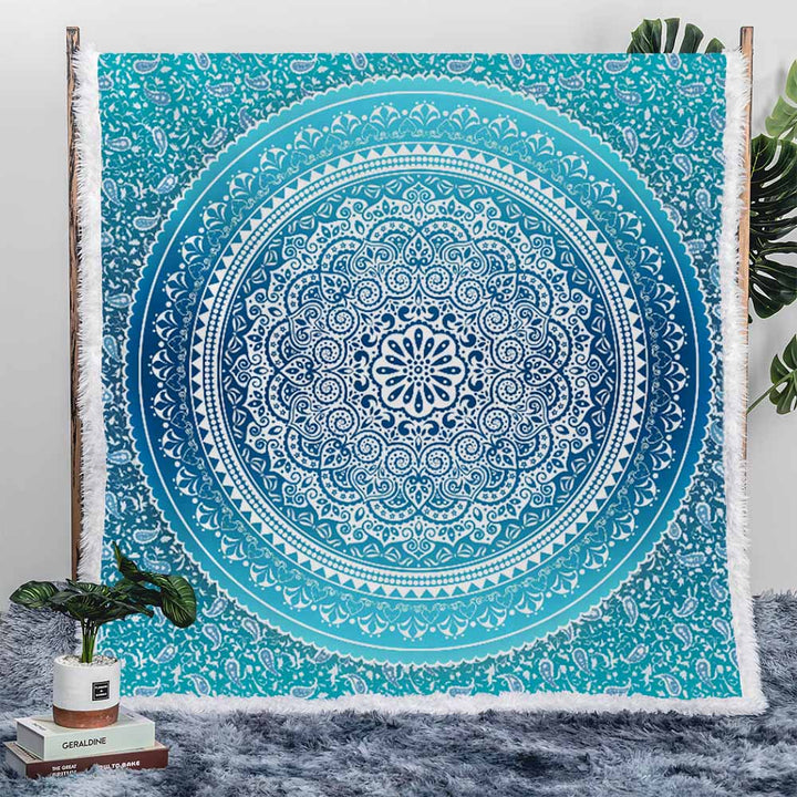 Sea Breeze Ombre Mandala Plush Sherpa Blankets Sea Breeze Ombre Mandala Blanket