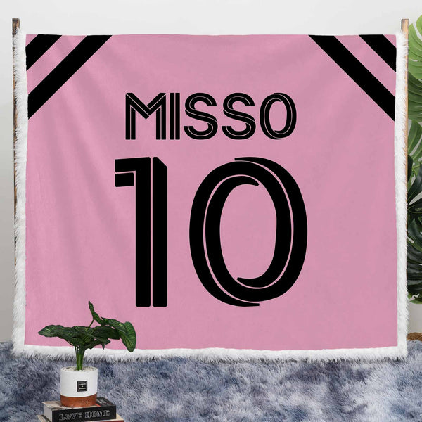 Personalised Plush Sherpa Blankets Soccer Pink Personalised Blanket