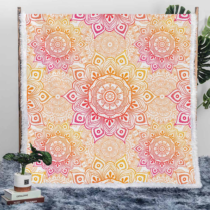 Summer Mandala Plush Sherpa Blankets Summer Mandala Blanket