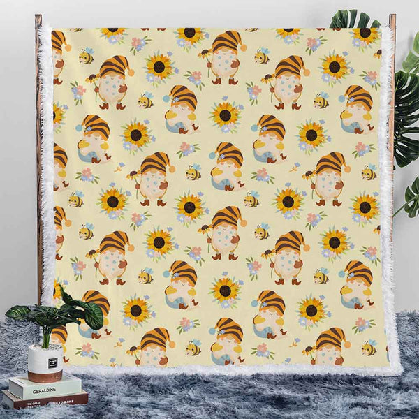 Sunflower Gnomes Plush Sherpa Blankets Sunflower Gnomes Blanket