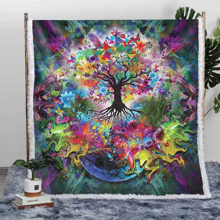 Tree Of Life Plush Sherpa Blankets Tree Of Life Blanket