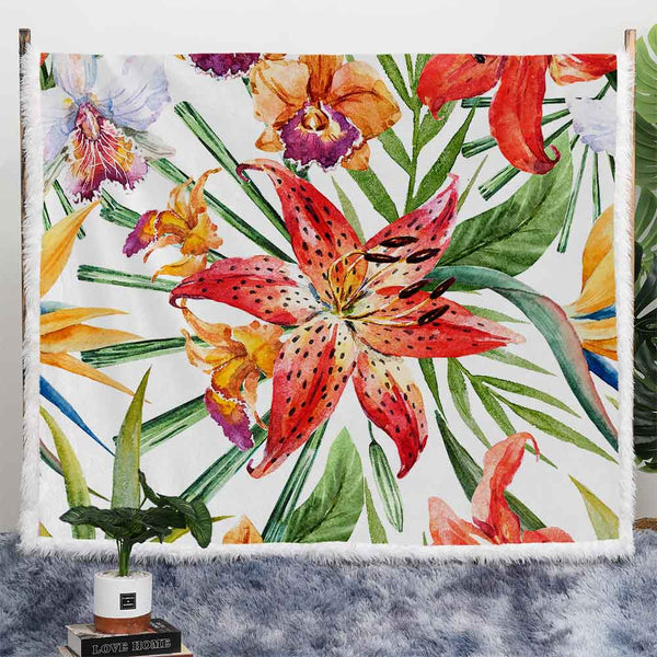 Tropical Lilies Plush Sherpa Blankets Tropical Lilies Blanket