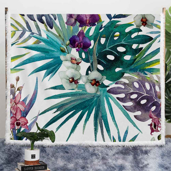 Tropical Orchid Plush Sherpa Blankets Tropical Orchid Blanket